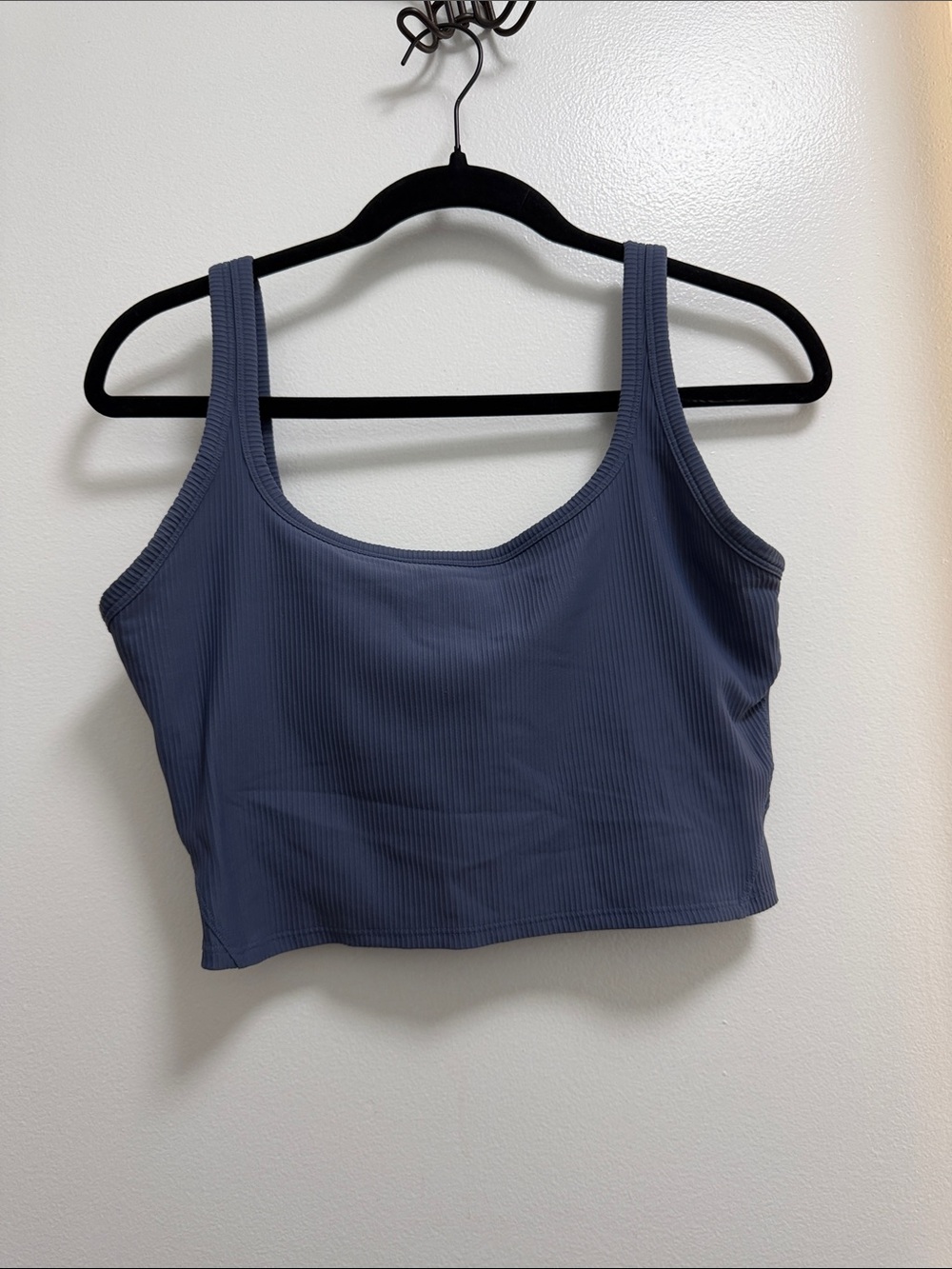 Women’s Ribbed Scoop Neck Crop Tank Top - Slate Blue